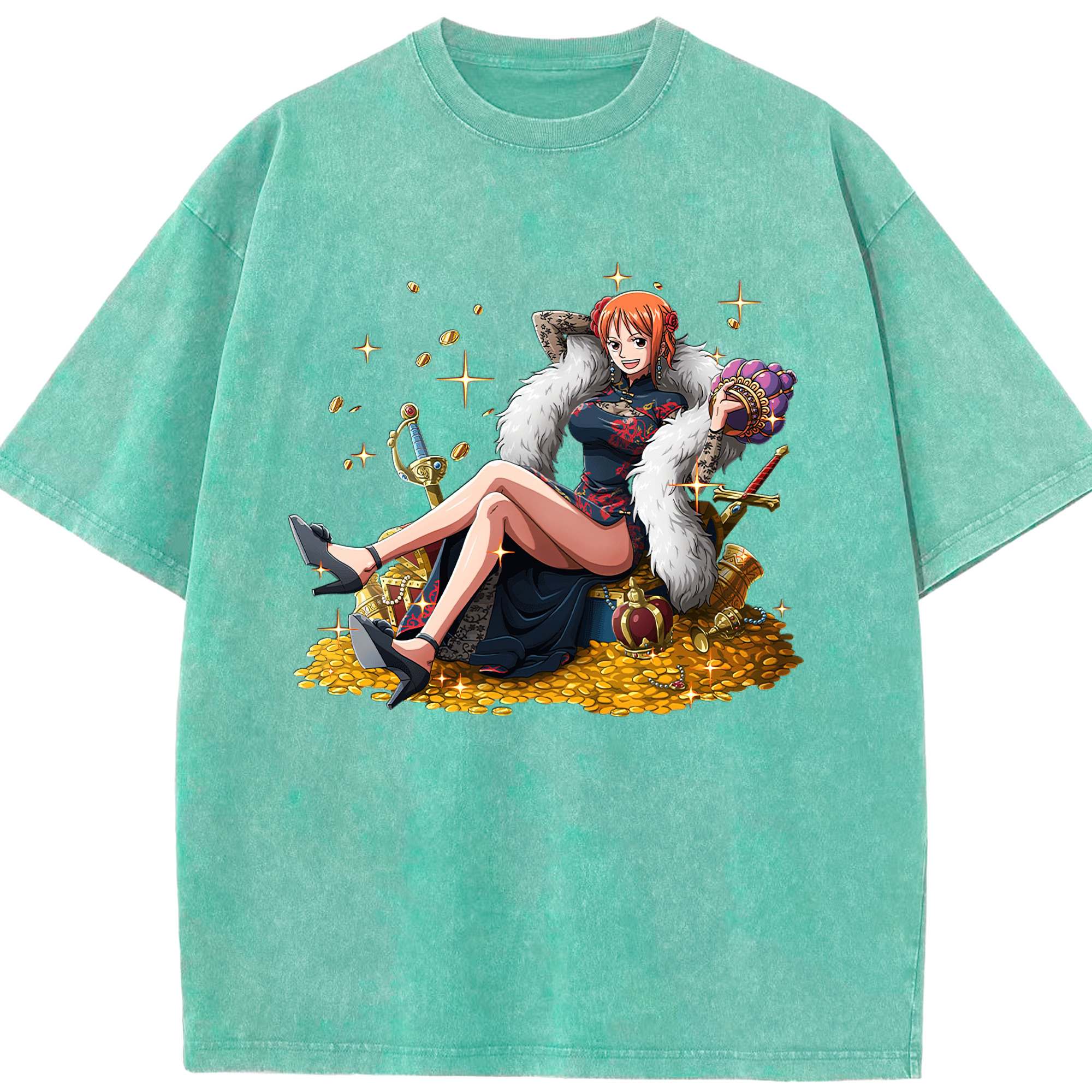 ワンピース ナミ ONE PIECE Nami 綿100% ヴィンテージ風 半袖Tシャツ（フロントプリント）